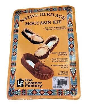 Native Heritage Moccasin Kit Soft Sueded Cowhide Youth Size 11/12 USA New